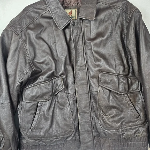 Vtg Lambskin Leather Bomber Jacket Quilted‎ Brown Grunge Top Gun Style Classic
